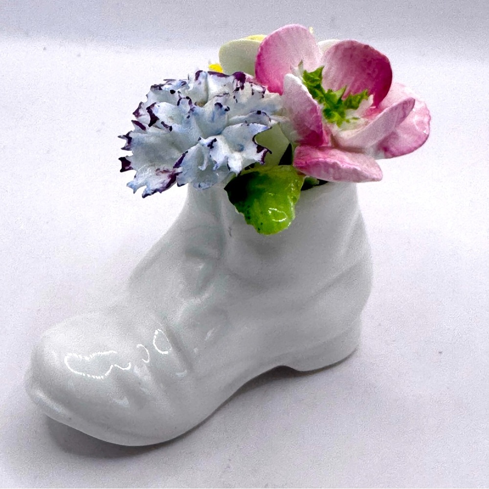 Vintage Royal Adderley Flower Boot Floral  Bone China Made in England Rare 1970